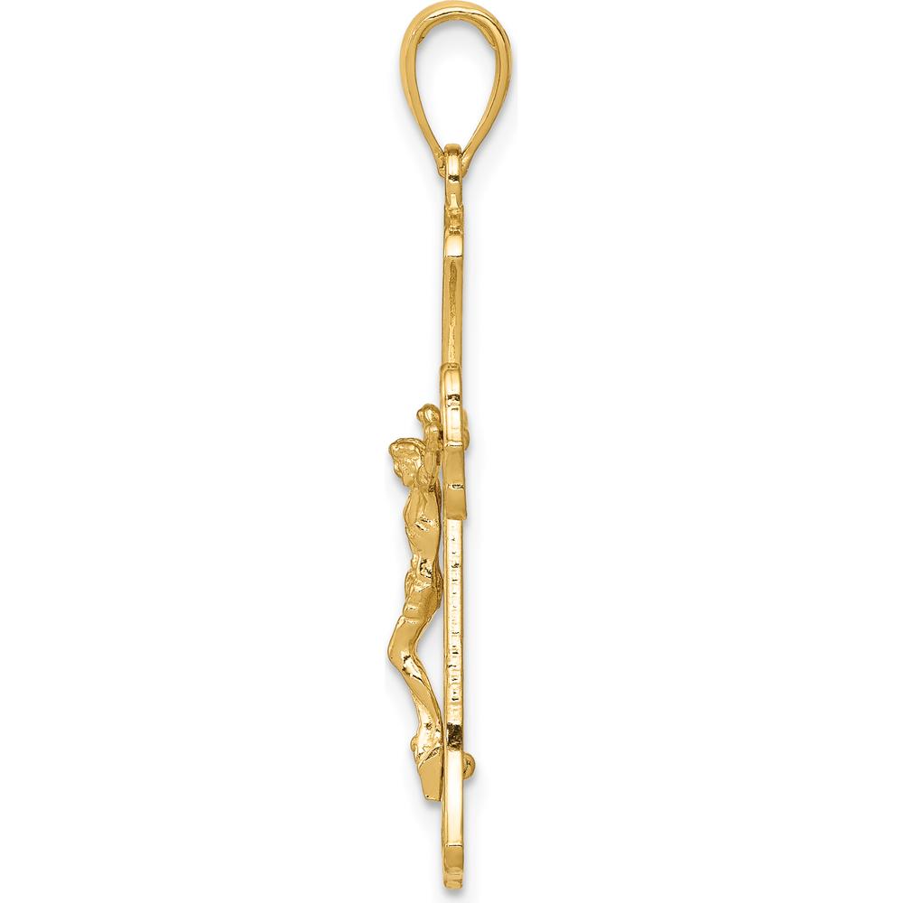14K Yellow Gold Polished Crucifix Pendant - 36mm Length by Oro Pregiato