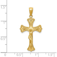 14K Yellow Gold Polished Crucifix Pendant - 36mm Length by Oro Pregiato