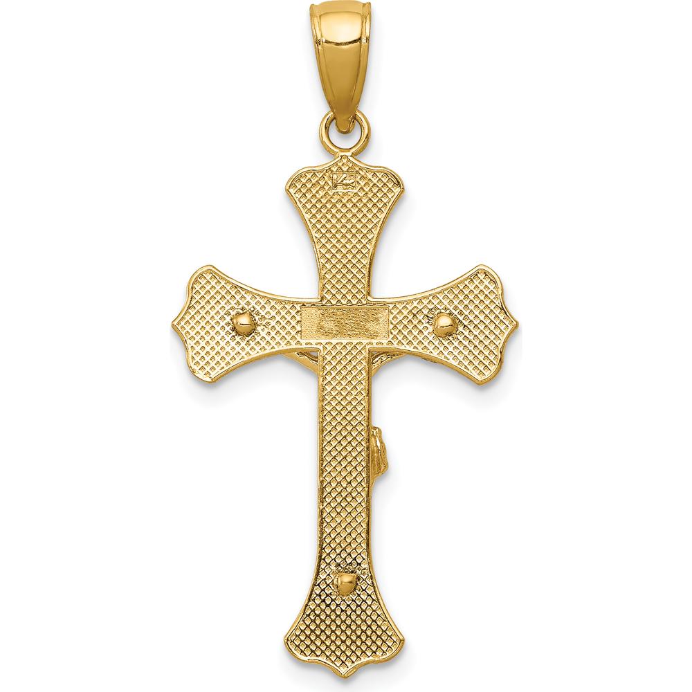 14K Yellow Gold Polished Crucifix Pendant - 36mm Length by Oro Pregiato