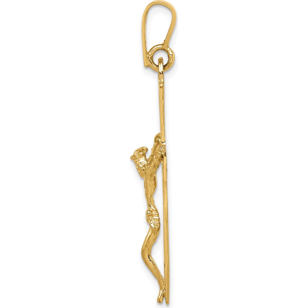 14K Yellow Gold Polished Crucifix Pendant - 44mm Length by Oro Pregiato