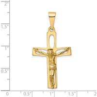 14K Yellow Gold Polished Crucifix Pendant - 44mm Length by Oro Pregiato