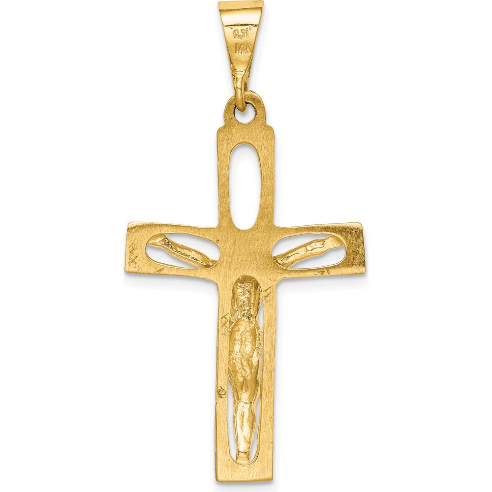 14K Yellow Gold Polished Crucifix Pendant - 44mm Length by Oro Pregiato