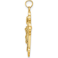 14K Yellow Gold Polished Crucifix Pendant with Budded Tips - Faith-Inspired Religious Charm by Oro Pregiato