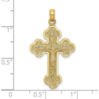 14K Yellow Gold Polished Crucifix Pendant with Budded Tips - Faith-Inspired Religious Charm by Oro Pregiato