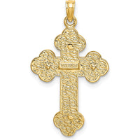 14K Yellow Gold Polished Crucifix Pendant with Budded Tips - Faith-Inspired Religious Charm by Oro Pregiato