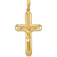 14K Yellow Gold Polished Crucifix Pendant with Celtic Detailing - 44mm Length by Oro Pregiato