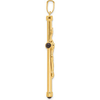 14K Yellow Gold Polished Crucifix Pendant with Onyx Tips - 54mm Length by Oro Pregiato