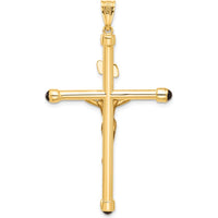 14K Yellow Gold Polished Crucifix Pendant with Onyx Tips - 54mm Length by Oro Pregiato