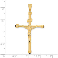 14K Yellow Gold Polished Crucifix Pendant with Onyx Tips - 54mm Length by Oro Pregiato