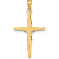 14K Yellow Gold Polished Crucifix Pendant with Rhodium Accents - 32.6mm Length by Oro Pregiato