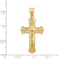 14K Yellow Gold Polished Crucifix Pendant with Sculpted Christ - 39mm Length by Oro Pregiato