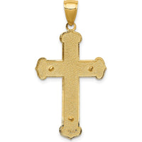 14K Yellow Gold Polished Crucifix Pendant with Sculpted Christ - 39mm Length by Oro Pregiato