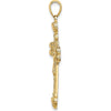 14K Yellow Gold Polished Crucifix with Textured Sunburst Charm - 38mm Length by Oro Pregiato