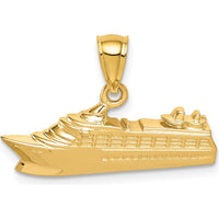 14K Yellow Gold Polished Cruise Ship Pendant - Solid Casted Design, 15.5mm Length by Oro Pregiato