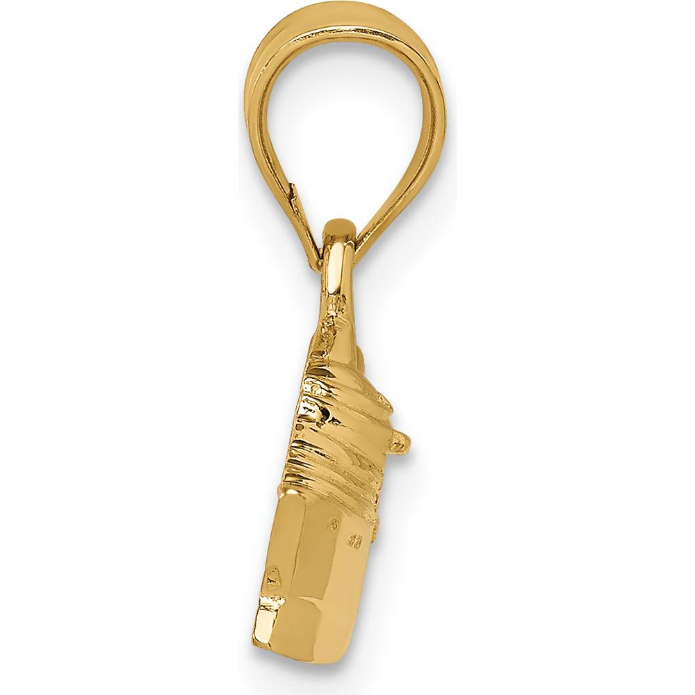 14K Yellow Gold Polished Cruise Ship Pendant - Solid Casted Design, 15.5mm Length by Oro Pregiato