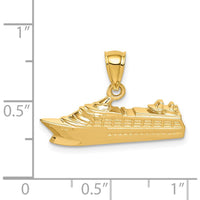 14K Yellow Gold Polished Cruise Ship Pendant - Solid Casted Design, 15.5mm Length by Oro Pregiato