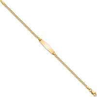 14K Yellow Gold Polished Cuban Link 6" Baby/Child ID Bracelet with Engravable Semi-Solid Plate by Oro Pregiato