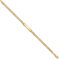 14K Yellow Gold Polished Cuban Link 6" Baby/Child ID Bracelet with Engraving Plate - Semi-Solid Construction by Oro Pregiato
