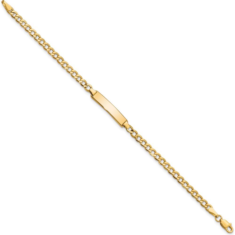 14K Yellow Gold Polished Cuban Link 6" Baby/Child ID Bracelet with Engraving Plate - Semi-Solid Construction by Oro Pregiato