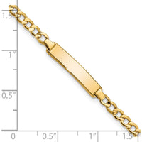 14K Yellow Gold Polished Cuban Link 6" Baby/Child ID Bracelet with Engraving Plate - Semi-Solid Construction by Oro Pregiato