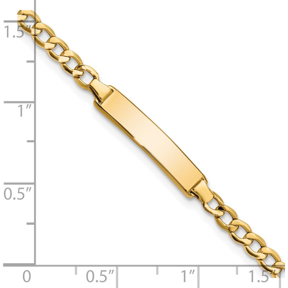 14K Yellow Gold Polished Cuban Link 6" Baby/Child ID Bracelet with Engraving Plate - Semi-Solid Construction by Oro Pregiato