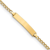 14K Yellow Gold Polished Cuban Link ID Bracelet with Engravable Plate - 7 inches by Oro Pregiato