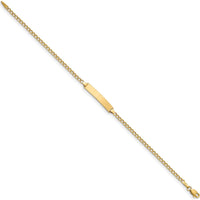14K Yellow Gold Polished Cuban Link ID Bracelet with Engravable Plate - 7 inches by Oro Pregiato