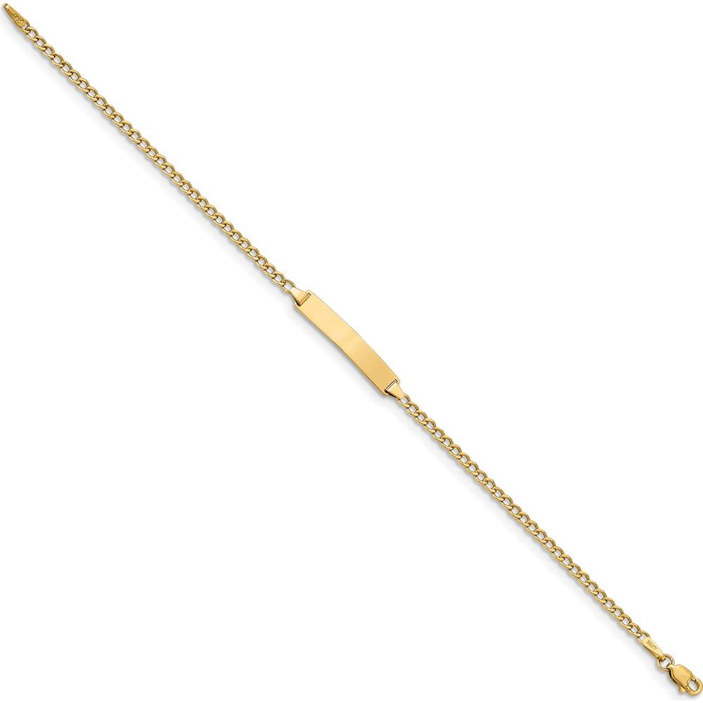 14K Yellow Gold Polished Cuban Link ID Bracelet with Engravable Plate - 7 inches by Oro Pregiato
