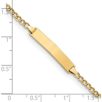 14K Yellow Gold Polished Cuban Link ID Bracelet with Engravable Plate - 7 inches by Oro Pregiato