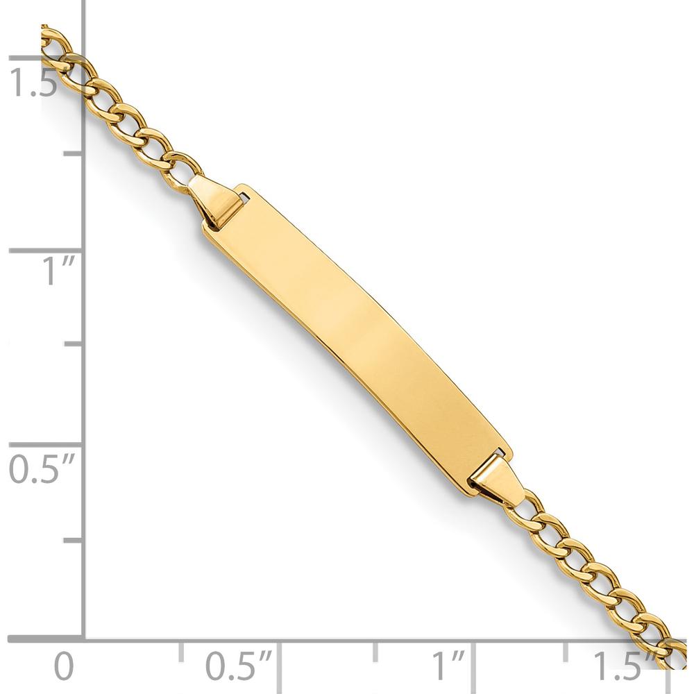 14K Yellow Gold Polished Cuban Link ID Bracelet with Engravable Plate - 7 inches by Oro Pregiato