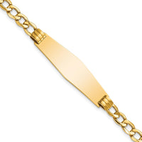 14K Yellow Gold Polished Cuban Link ID Bracelet with Semi-Solid Plate - 8 Inches by Oro Pregiato