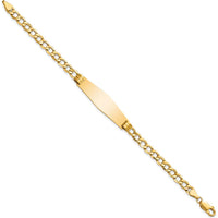 14K Yellow Gold Polished Cuban Link ID Bracelet with Semi-Solid Plate - 8 Inches by Oro Pregiato