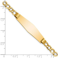 14K Yellow Gold Polished Cuban Link ID Bracelet with Semi-Solid Plate - 8 Inches by Oro Pregiato