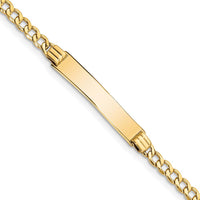 14K Yellow Gold Polished Cuban Link ID Bracelet with Solid Plate - 7" Length by Oro Pregiato