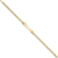 14K Yellow Gold Polished Cuban Link ID Bracelet with Solid Plate - 7" Length by Oro Pregiato
