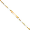 14K Yellow Gold Polished Cuban Link ID Bracelet with Solid Plate - 7” Length by Oro Pregiato