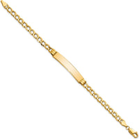 14K Yellow Gold Polished Cuban Link ID Bracelet with Solid Plate - 7” Length by Oro Pregiato
