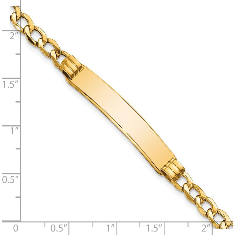 14K Yellow Gold Polished Cuban Link ID Bracelet with Solid Plate - 7” Length by Oro Pregiato