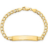 14K Yellow Gold Polished Cuban Link ID Bracelet with Solid Plate - 7” Length by Oro Pregiato