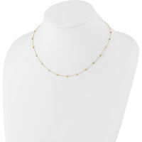 14K Yellow Gold Polished Cube Bead 17" Station Necklace with Fine Cable Chain by 0