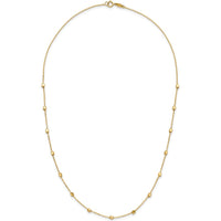 14K Yellow Gold Polished Cube Bead 17" Station Necklace with Fine Cable Chain by 0