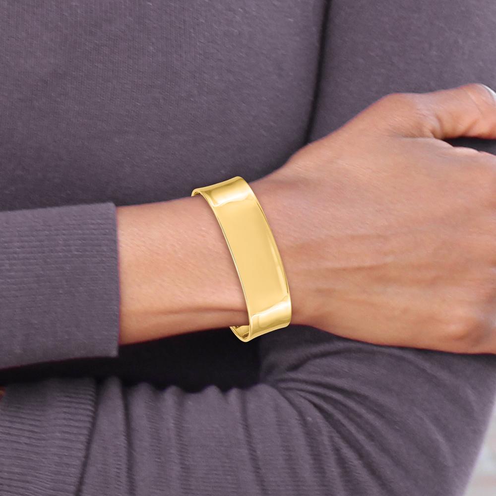 14K Yellow Gold Polished Cuff Bangle Bracelet - 18.5mm Width by Oro Pregiato