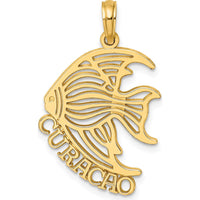 14K Yellow Gold Polished CURACAO Under Angelfish Charm Pendant - 27.9mm Length by Oro Pregiato