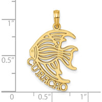 14K Yellow Gold Polished CURACAO Under Angelfish Charm Pendant - 27.9mm Length by Oro Pregiato