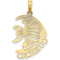 14K Yellow Gold Polished CURACAO Under Angelfish Charm Pendant - 27.9mm Length by Oro Pregiato