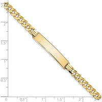 14K Yellow Gold Polished Curb Link 7-inch ID Bracelet with Solid Plate for Engraving by Oro Pregiato
