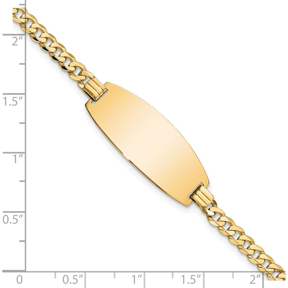 14K Yellow Gold Polished Curb Link 8" ID Bracelet with Oval Plate - Engravable by Oro Pregiato