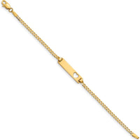 14K Yellow Gold Polished Curb Link Baby/Child ID Bracelet with Cut-out Heart Plate - 5.5" by Oro Pregiato