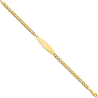 14K Yellow Gold Polished Curb Link Chain ID Bracelet - 8" Length, Flat Plate 29.5x8mm by Oro Pregiato