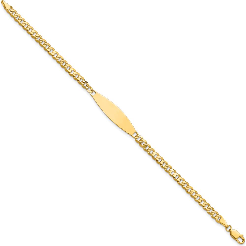 14K Yellow Gold Polished Curb Link Chain ID Bracelet - 8" Length, Flat Plate 29.5x8mm by Oro Pregiato